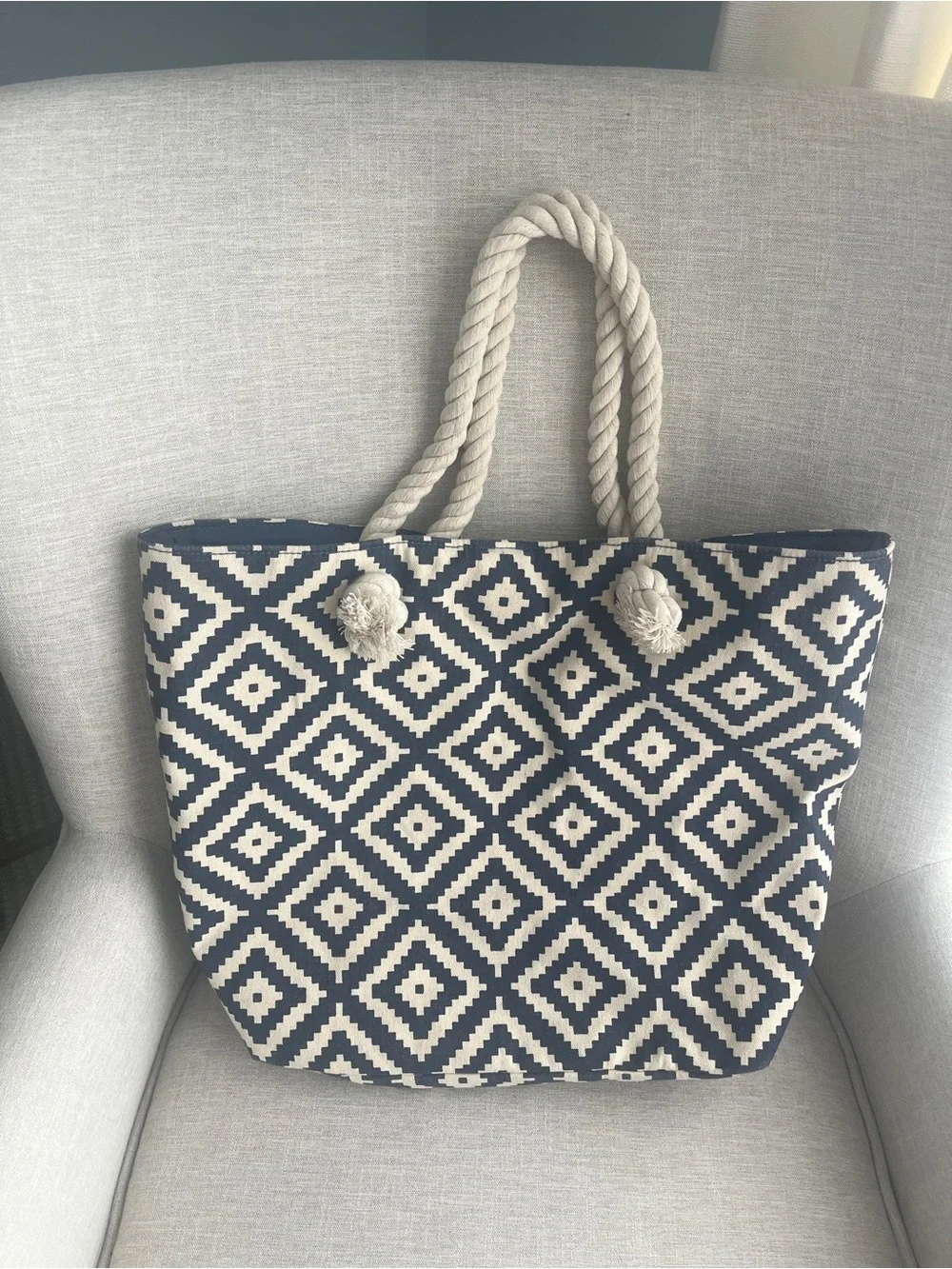 Summer & Rose Boho Tan and Cream Tote Beach Bag
